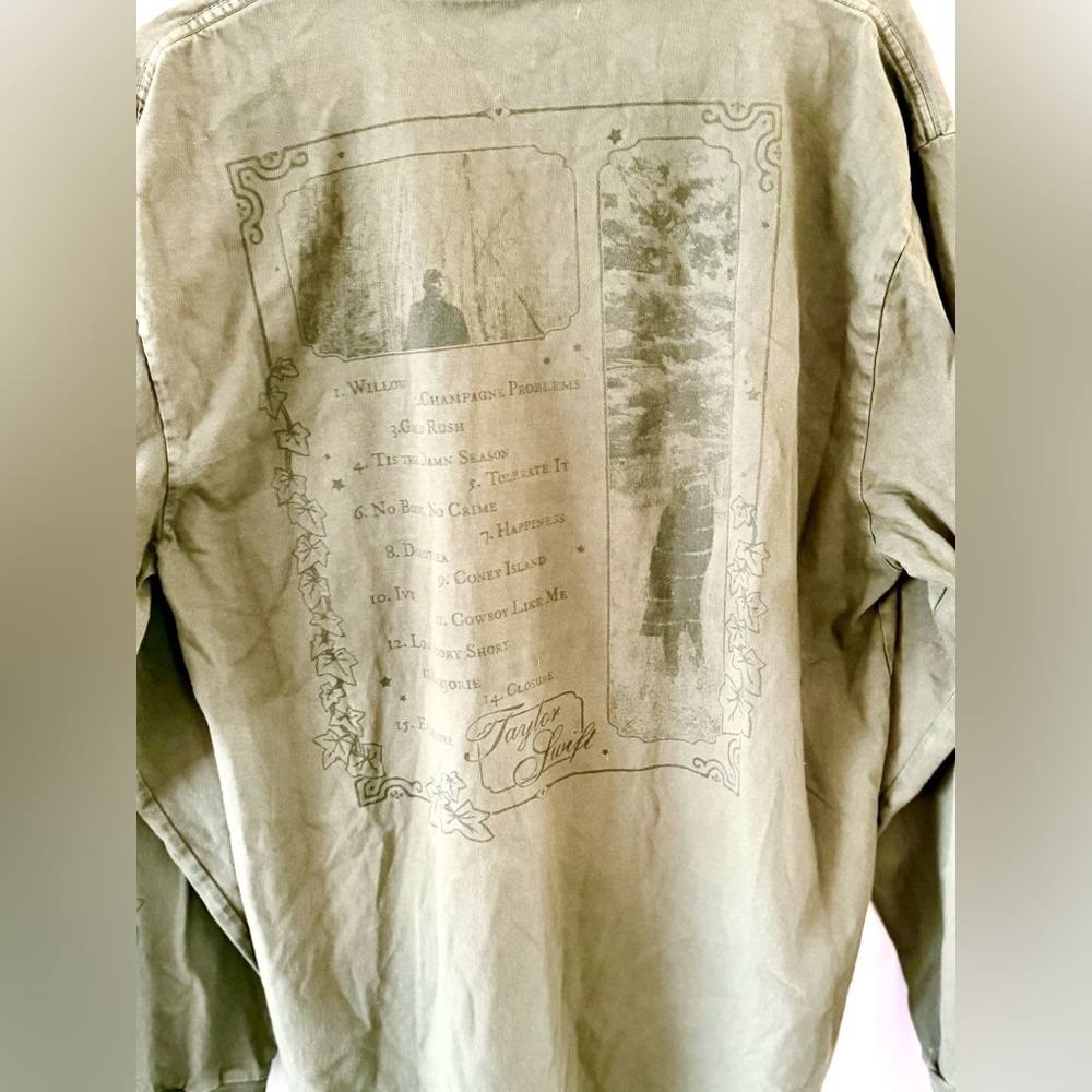 Taylor Swift Evermore Rare Officisl Olive Green Long-Sleeve Crewneck Shirt, XL - Picture 4 of 5